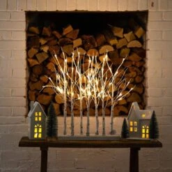 2 Ft. Pre-Lit Artificial White Birch Centerpiece With 84-LED Lights -Christmas Gift Shop nearly natural christmas tabletop trees t5353 31 1000