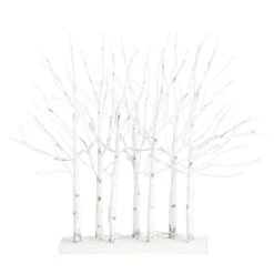 2 Ft. Pre-Lit Artificial White Birch Centerpiece With 84-LED Lights -Christmas Gift Shop nearly natural christmas tabletop trees t5353 4f 1000