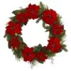36 In. Artificial Poinsettia And Pine Wreath -Christmas Gift Shop nearly natural christmas wreaths 4202 64 1000