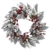 24in. Artificial Unlit Artificial Holiday Wreath With Snowy Magnolia Berry -Christmas Gift Shop nearly natural christmas wreaths 4262 64 1000