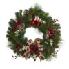 24 In. Christmas Pine Artificial Wreath With Pine Cones And Ornaments -Christmas Gift Shop nearly natural christmas wreaths 4608 64 1000
