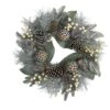 24 In. Snow Tipped Holiday Artificial Wreath With Berries Pine Cones And Ornaments 2 24 In. Snow Tipped Holiday Artificial Wreath With Berries Pine Cones And Ornaments -Christmas Gift Shop nearly natural christmas wreaths 4609 64 1000