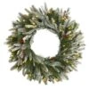 24 In. Pre-Lit Snowed Artificial Christmas Wreath With 50 Warm White LED Lights And Pine Cones -Christmas Gift Shop nearly natural christmas wreaths 4784 64 1000