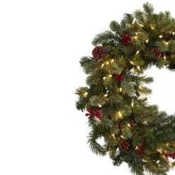 30 In. Lighted Pine Artificial Wreath With Berries And Pine Cones 10 30 In. Lighted Pine Artificial Wreath With Berries And Pine Cones -Christmas Gift Shop nearly natural christmas wreaths 4860 c3 1000
