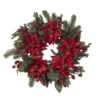 24 In. Artificial Wreath With Poinsettias And Berries