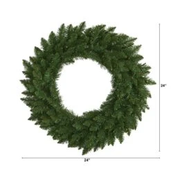 24 In. Pre-Lit Green Pine Artificial Christmas Wreath With 35 Clear LED Lights -Christmas Gift Shop nearly natural christmas wreaths w1110 c3 1000