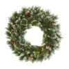 24 In. Pre-Lit Frosted Swiss Pine Artificial Wreath With 35 Clear LED Lights And Berries -Christmas Gift Shop nearly natural christmas wreaths w1113 64 1000