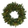 24 In. Pre-Lit Mixed Pine Artificial Christmas Wreath With 35 Clear LED Lights And Pinecones -Christmas Gift Shop nearly natural christmas wreaths w1114 64 1000