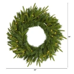 24 In. Pre-Lit Long Pine Artificial Christmas Wreath With 35 Clear LED Lights 12 24 In. Pre-Lit Long Pine Artificial Christmas Wreath With 35 Clear LED Lights -Christmas Gift Shop nearly natural christmas wreaths w1115 c3 1000