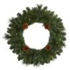 20 In. Pre-Lit Pine Artificial Christmas Wreath With 35 LED Lights And Pine Cones