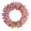 24 In. Pink Pre-Lit Artificial Christmas Wreath With 35 LED Lights And Ornaments -Christmas Gift Shop nearly natural christmas wreaths w1119 64 1000