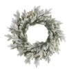 24 In. Pre-Lit Flocked Artificial Christmas Wreath With 50 LED Lights -Christmas Gift Shop nearly natural christmas wreaths w1128 64 1000
