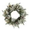 20 In. Pre-Lit Flocked Mixed Pine Artificial Christmas Wreath With 50 LED Lights, Pine Cones And Berries -Christmas Gift Shop nearly natural christmas wreaths w1129 64 1000