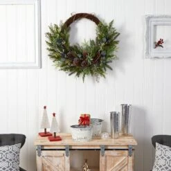 30 In. Unlit Pine And Pinecone Artificial Christmas Wreath On Twig Ring 9 30 In. Unlit Pine And Pinecone Artificial Christmas Wreath On Twig Ring -Christmas Gift Shop nearly natural christmas wreaths w1262 31 1000
