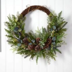 30 In. Unlit Pine And Pinecone Artificial Christmas Wreath On Twig Ring 8 30 In. Unlit Pine And Pinecone Artificial Christmas Wreath On Twig Ring -Christmas Gift Shop nearly natural christmas wreaths w1262 4f 1000