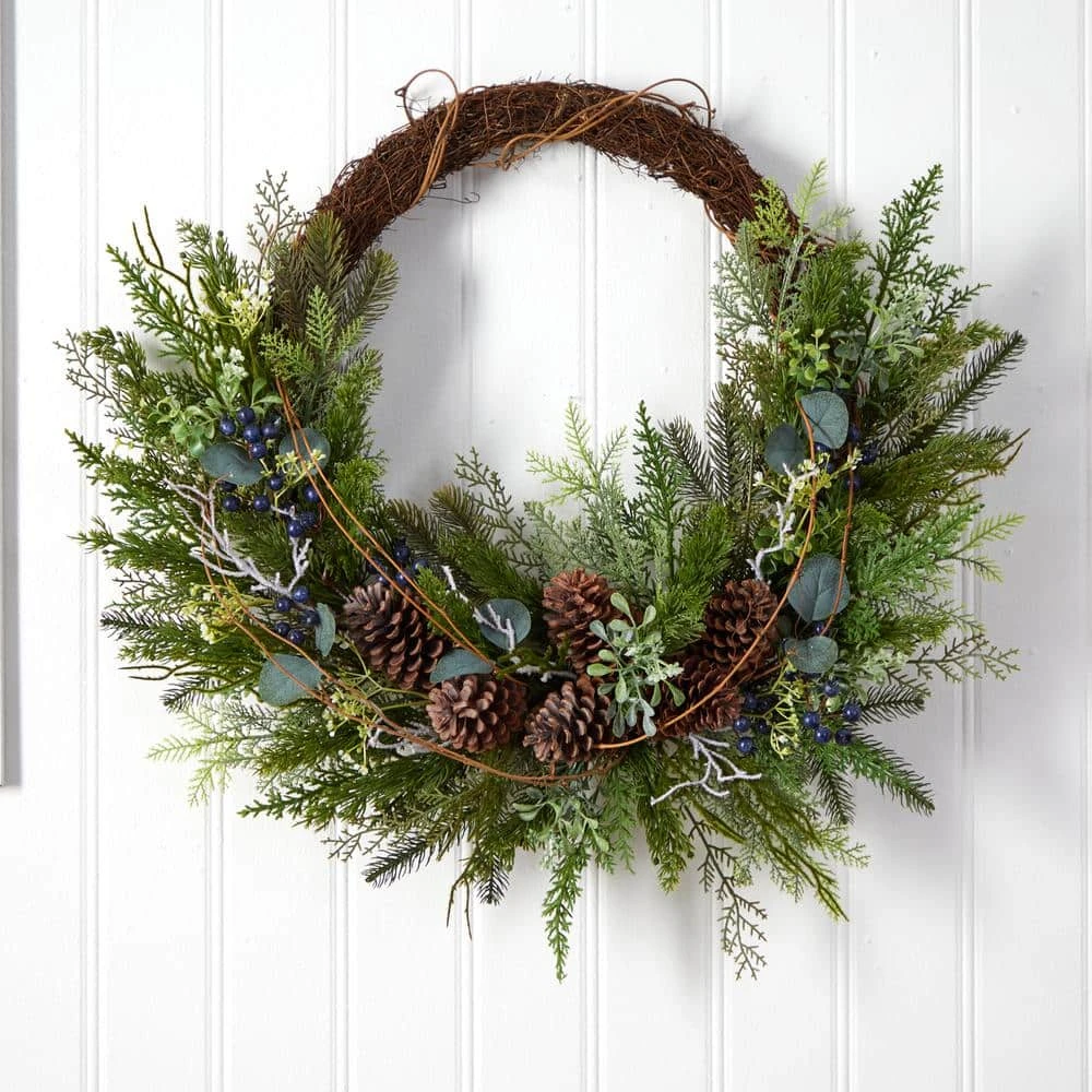 30 In. Unlit Pine And Pinecone Artificial Christmas Wreath On Twig Ring 5 30 In. Unlit Pine And Pinecone Artificial Christmas Wreath On Twig Ring - Image 3