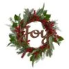 24 In. Unlit Joy And Berries Artificial Christmas Wreath 2 24 In. Unlit Joy And Berries Artificial Christmas Wreath -Christmas Gift Shop nearly natural christmas wreaths w1264 64 1000