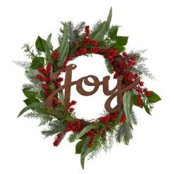 24 In. Unlit Joy And Berries Artificial Christmas Wreath