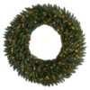 48 In. Prelit LED Large Flocked Artificial Christmas Wreath With Pinecones, Berries, 150 Clear LED Lights -Christmas Gift Shop nearly natural christmas wreaths w1286 64 1000