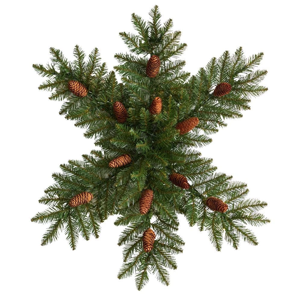 30 In. Prelit LED Dunhill Fir Snowflake Artificial Christmas Wreath With Pinecones And 40 LED Lights 5 30 In. Prelit LED Dunhill Fir Snowflake Artificial Christmas Wreath With Pinecones And 40 LED Lights - Image 3