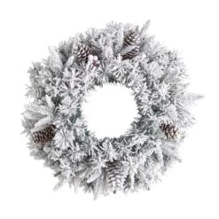 20 In. Prelit LED Flocked Artificial Christmas Wreath With 35 Warm White LED Lights -Christmas Gift Shop nearly natural christmas wreaths w1304 1f 1000
