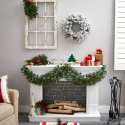 20 In. Prelit LED Flocked Artificial Christmas Wreath With 35 Warm White LED Lights -Christmas Gift Shop nearly natural christmas wreaths w1304 fa 1000