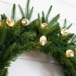 24 In. Pre-Lit Luxembourg Pine Artificial Christmas Wreath With 35-Multicolored Traditional Bulb LED Lights -Christmas Gift Shop nearly natural christmas wreaths w1383 4f 1000