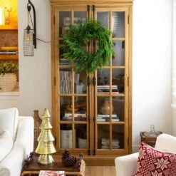 24 In. Artificial Real Touch Norfolk Island Pine Wreath With Natural Look -Christmas Gift Shop nearly natural christmas wreaths w1396 31 1000