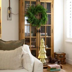 24 In. Artificial Real Touch Norfolk Island Pine Wreath With Natural Look -Christmas Gift Shop nearly natural christmas wreaths w1396 44 1000