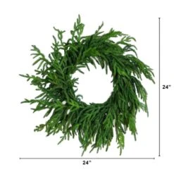 24 In. Artificial Real Touch Norfolk Island Pine Wreath With Natural Look -Christmas Gift Shop nearly natural christmas wreaths w1396 c3 1000