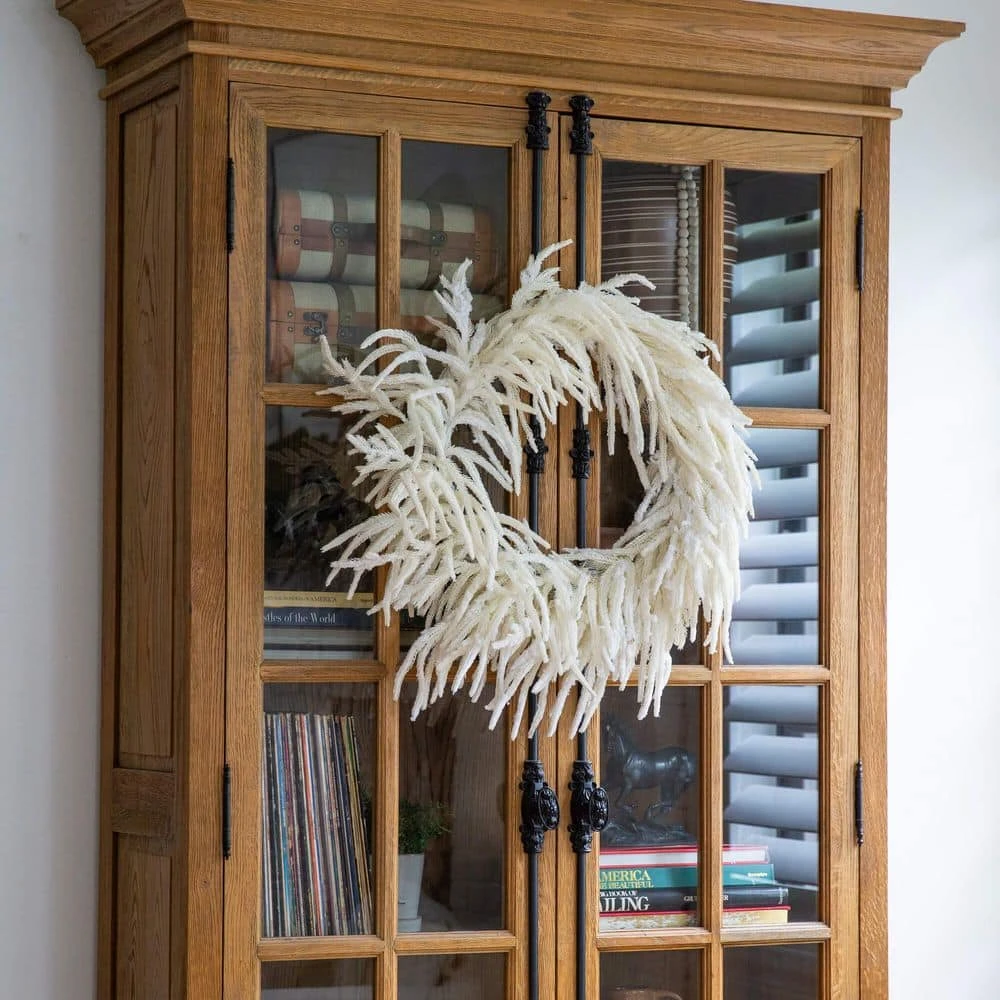 24 In. Artificial Real Touch White Norfolk Island Pine Wreath With Natural Look 9 24 In. Artificial Real Touch White Norfolk Island Pine Wreath With Natural Look - Image 7