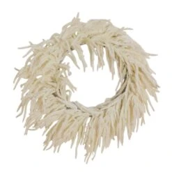 24 In. Artificial Real Touch White Norfolk Island Pine Wreath With Natural Look