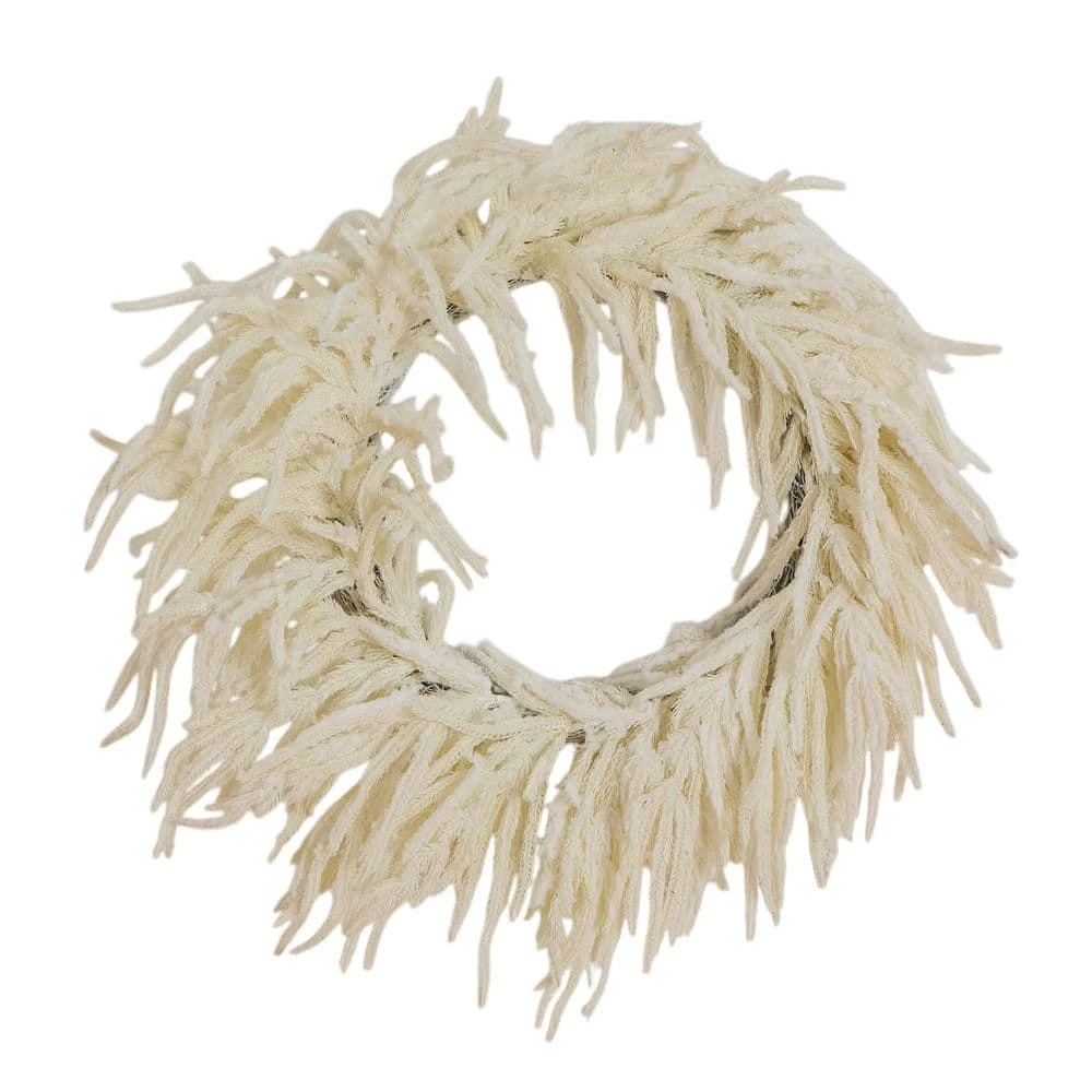 24 In. Artificial Real Touch White Norfolk Island Pine Wreath With Natural Look 3 24 In. Artificial Real Touch White Norfolk Island Pine Wreath With Natural Look