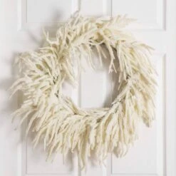 24 In. Artificial Real Touch White Norfolk Island Pine Wreath With Natural Look 14 24 In. Artificial Real Touch White Norfolk Island Pine Wreath With Natural Look -Christmas Gift Shop nearly natural christmas wreaths w1403 fa 1000