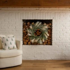 24 In. Artificial Balsam Fir Pine And Pampas Wreath With 50-Color Changing LED Lights 32 24 In. Artificial Balsam Fir Pine And Pampas Wreath With 50-Color Changing LED Lights -Christmas Gift Shop nearly natural christmas wreaths w1405 31 1000