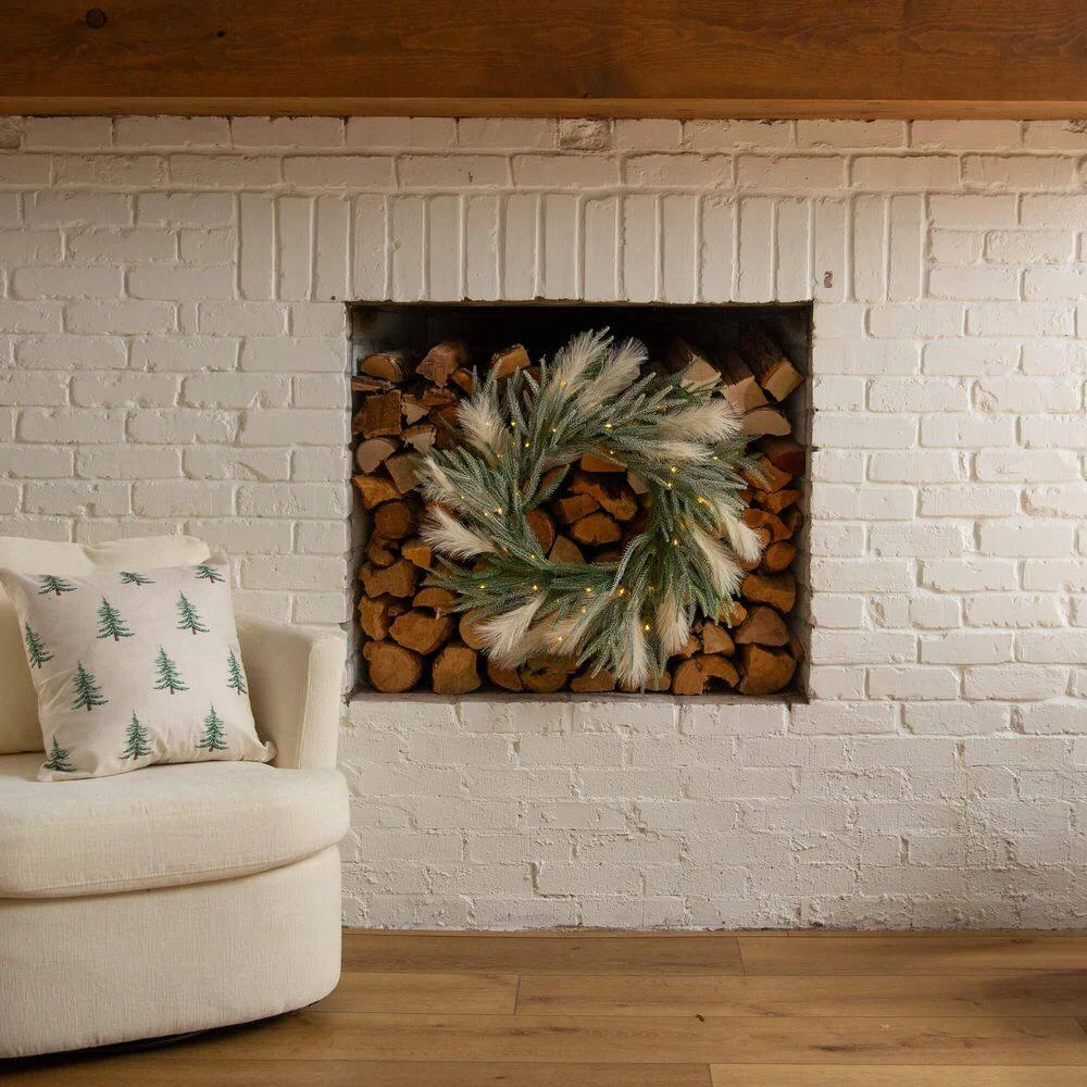 24 In. Artificial Balsam Fir Pine And Pampas Wreath With 50-Color Changing LED Lights 17 24 In. Artificial Balsam Fir Pine And Pampas Wreath With 50-Color Changing LED Lights - Image 15