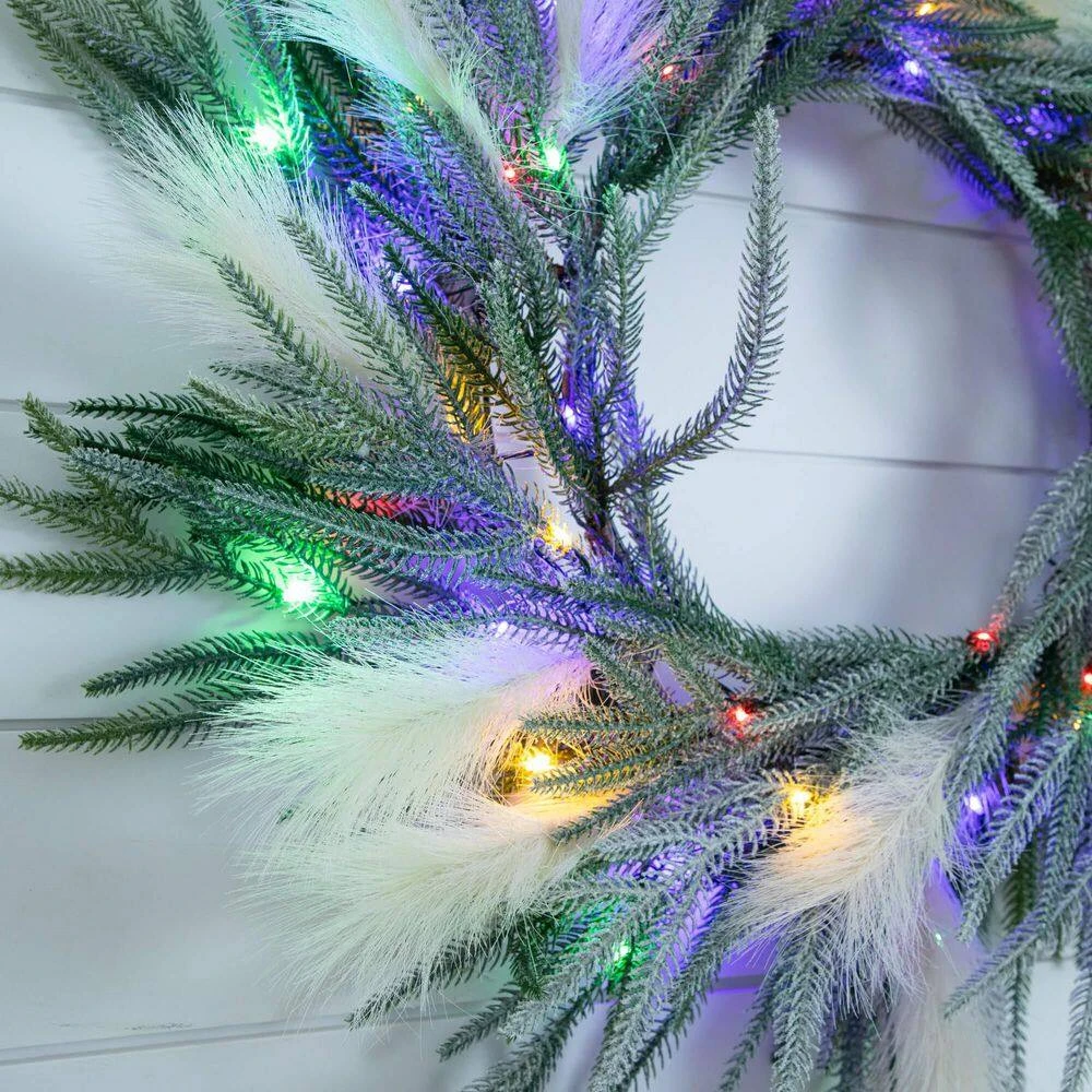 24 In. Artificial Balsam Fir Pine And Pampas Wreath With 50-Color Changing LED Lights 13 24 In. Artificial Balsam Fir Pine And Pampas Wreath With 50-Color Changing LED Lights - Image 11