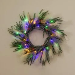 24 In. Artificial Balsam Fir Pine And Pampas Wreath With 50-Color Changing LED Lights 24 24 In. Artificial Balsam Fir Pine And Pampas Wreath With 50-Color Changing LED Lights -Christmas Gift Shop nearly natural christmas wreaths w1405 77 1000