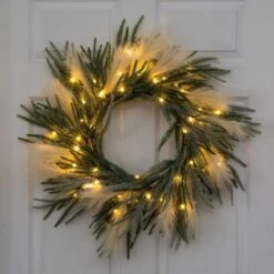 24 In. Artificial Balsam Fir Pine And Pampas Wreath With 50-Color Changing LED Lights 21 24 In. Artificial Balsam Fir Pine And Pampas Wreath With 50-Color Changing LED Lights -Christmas Gift Shop nearly natural christmas wreaths w1405 a0 1000