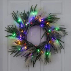 24 In. Artificial Balsam Fir Pine And Pampas Wreath With 50-Color Changing LED Lights 33 24 In. Artificial Balsam Fir Pine And Pampas Wreath With 50-Color Changing LED Lights -Christmas Gift Shop nearly natural christmas wreaths w1405 fa 1000 1