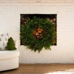 30 In. Artificial Norfolk Mixed Pine Wreath With Pinecones -Christmas Gift Shop nearly natural christmas wreaths w1406 31 1000