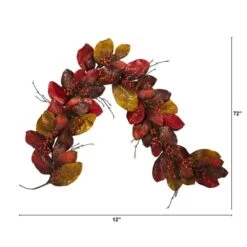 6 Ft. Autumn Magnolia Leaf With Berries Artificial Garland -Christmas Gift Shop nearly natural fall garlands 4495 4f 1000