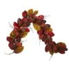 6 Ft. Autumn Magnolia Leaf With Berries Artificial Garland -Christmas Gift Shop nearly natural fall garlands 4495 64 1000