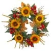 27in. Artificial Unlit Artificial Holiday Wreath With Sunflower Berry -Christmas Gift Shop nearly natural fall wreaths 4275 64 1000