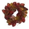 24 In. Harvest Magnolia Leaf And Berries Artificial Wreath -Christmas Gift Shop nearly natural fall wreaths 4496 64 1000