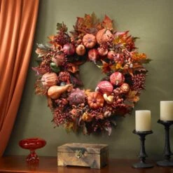 28in. Artificial Harvest Wreath -Christmas Gift Shop nearly natural fall wreaths 4648 4f 1000