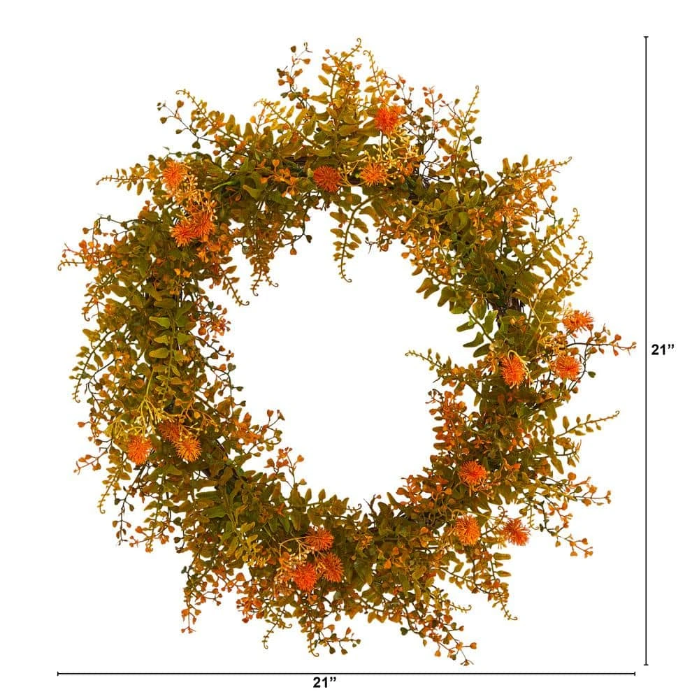 21 In. Autumn Fern Artificial Wreath 4 21 In. Autumn Fern Artificial Wreath - Image 2
