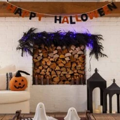 4ft. Artificial Real Touch Halloween Black Norfolk Island Pine Garland With Natural Look -Christmas Gift Shop nearly natural halloween garland w1381 31 1000