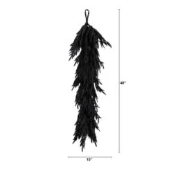 4ft. Artificial Real Touch Halloween Black Norfolk Island Pine Garland With Natural Look -Christmas Gift Shop nearly natural halloween garland w1381 4f 1000