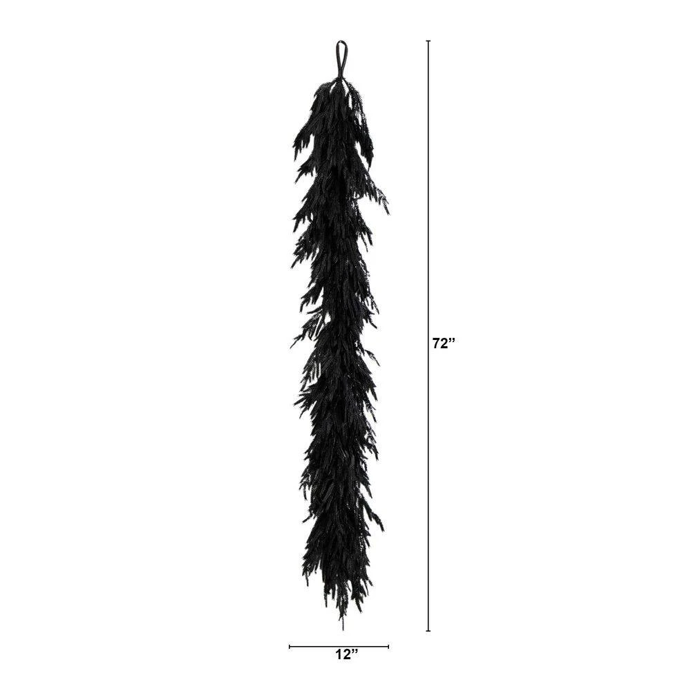 6ft. Artificial Real Touch Halloween Black Norfolk Island Pine Garland With Natural Look 4 6ft. Artificial Real Touch Halloween Black Norfolk Island Pine Garland With Natural Look - Image 2